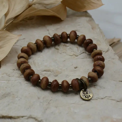 FINAL SALE - Rust Rondelle Clay Bead Bracelet (Faith)