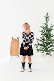 Checkered Bow | CROPPED Bow Back Long Sleeve Top