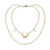 Light Crescent Moon Long Chain Necklace