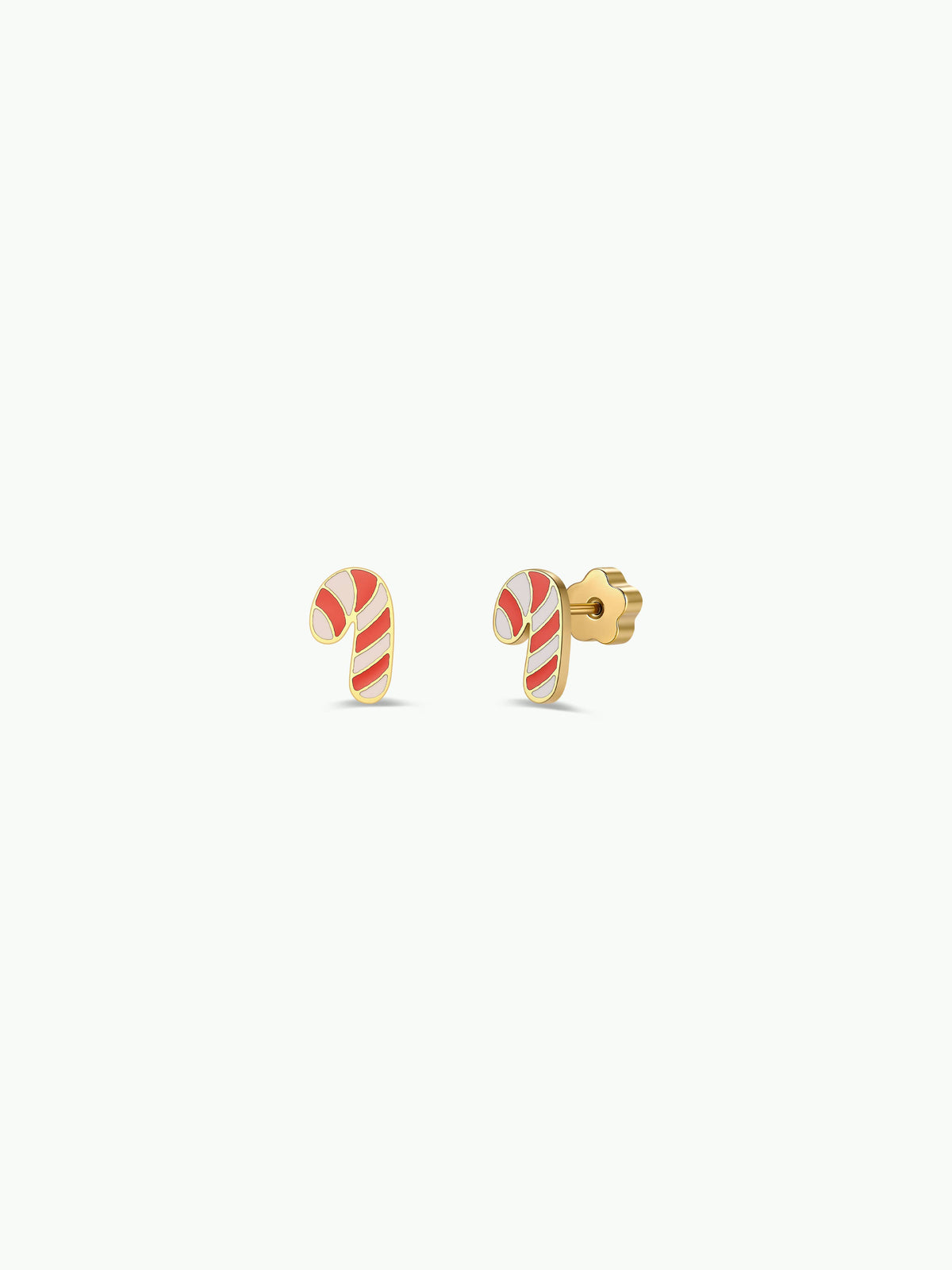 JaxKelly - Candy Cane Enamel Flat Back Kids Earrings
