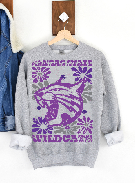 Kansas State Wildcats Groovy Floral Sweatshirt