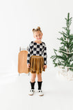 Checkered Bow | CROPPED Bow Back Long Sleeve Top