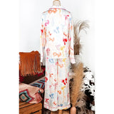 FINAL SALE-Bow Knot Lapel Collar Wide Leg Satin Pajama Set