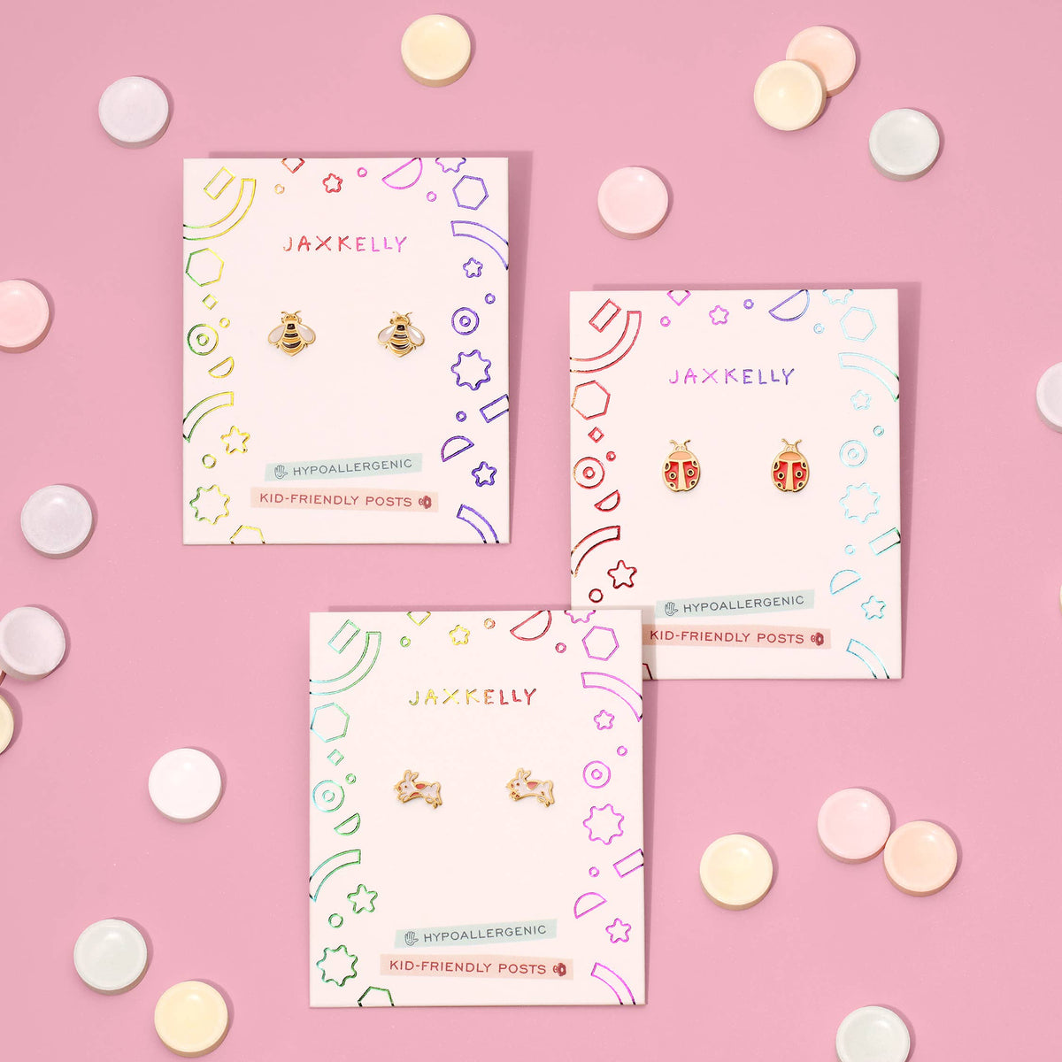 JaxKelly - Bunny Enamel Flat Back Kids Earrings