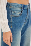 PRE-ORDER MID-RISE WIDE-LEG FRAYED HEM DENIM JEANS