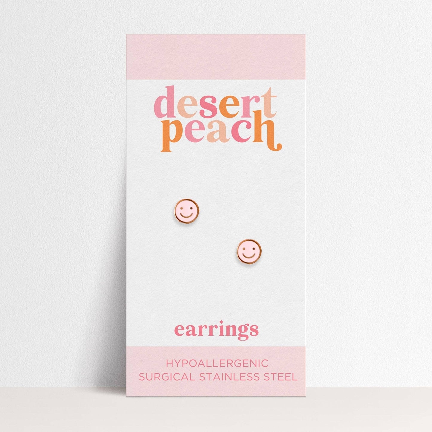 FINAL SALE Pink Smiley Stud Earrings