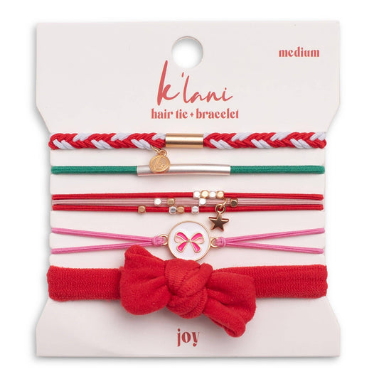 K'lani hair tie bracelets - "Joy" Red & Green Holiday Hair Tie Bracelets