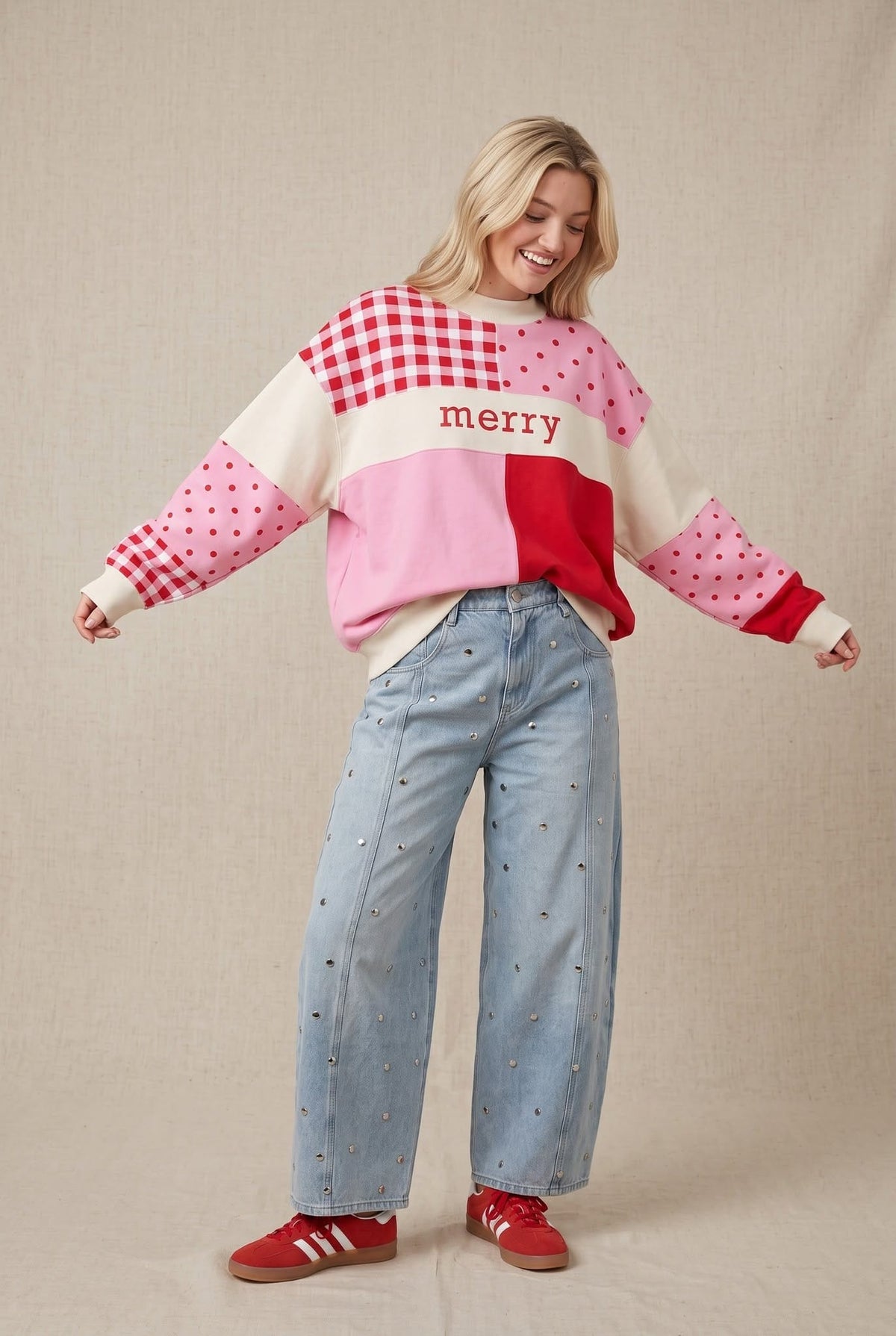PREORDER ITEM (Estimated ship date 10/30, Christmas Merry Colorblock Mock Neck Sweatshirt