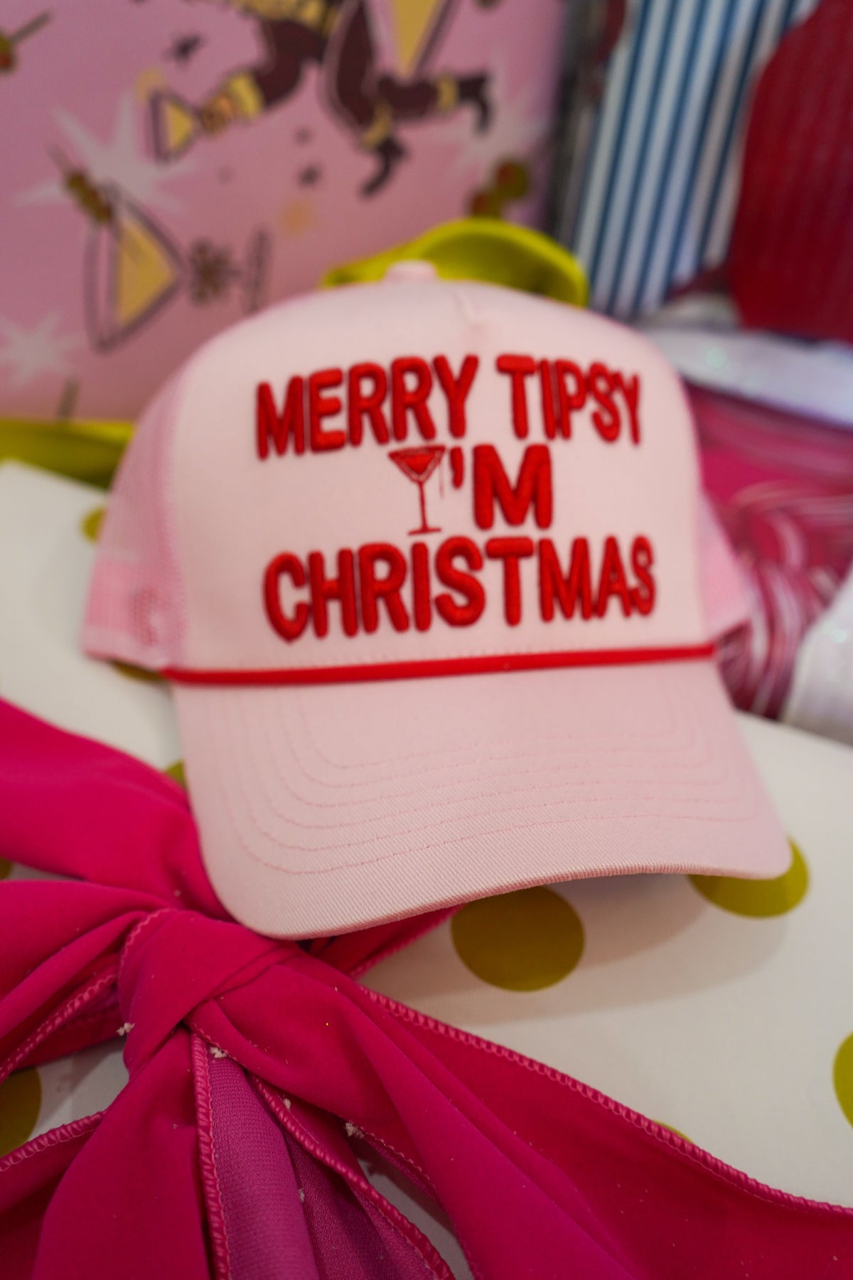 Merry Tipsy I'm Christmas - Pink Trucker Hat