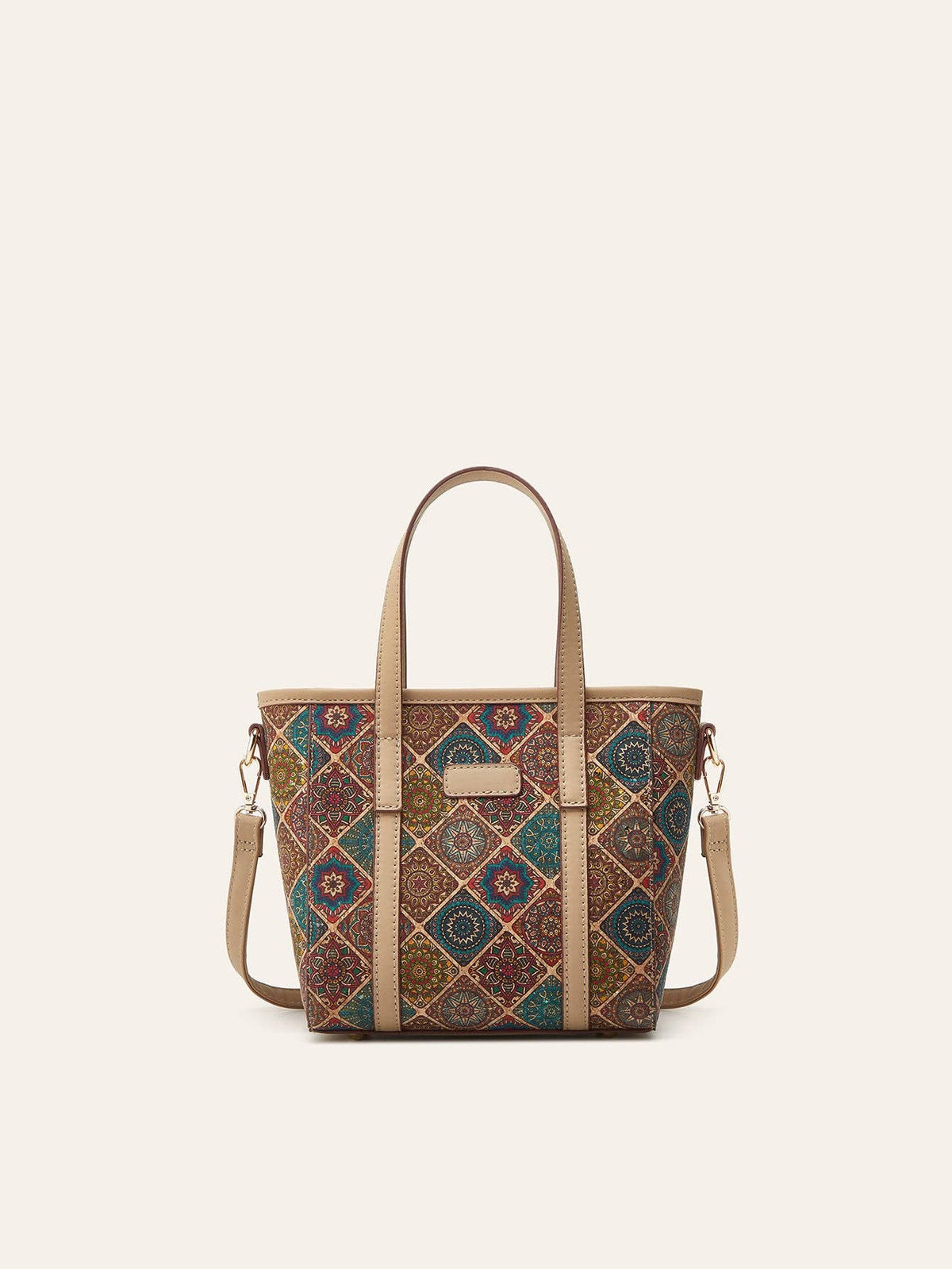 Golden Hour Boutique - Bohemian Print Cork Tote Bag Stylish Casual Shoulder Bag