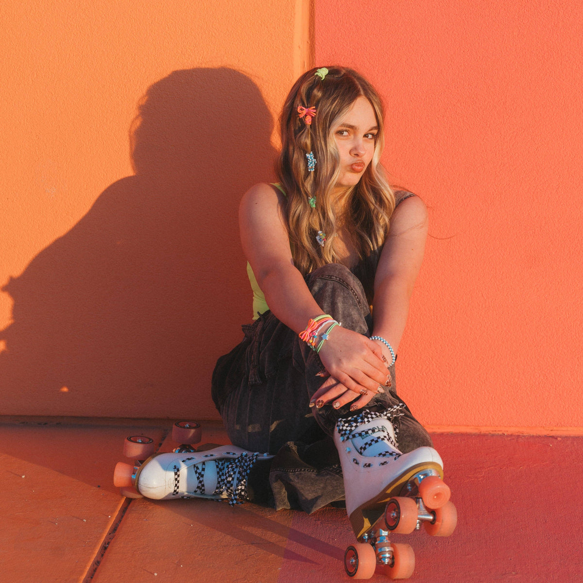 K'lani hair tie bracelets - "Glow" Neon with Silver Accents Hair Tie Bracelets