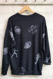 GAME DAY FOOTBALL ALL OVER STAMP GRAPHIC BRUSHED SWEATSHIRTS