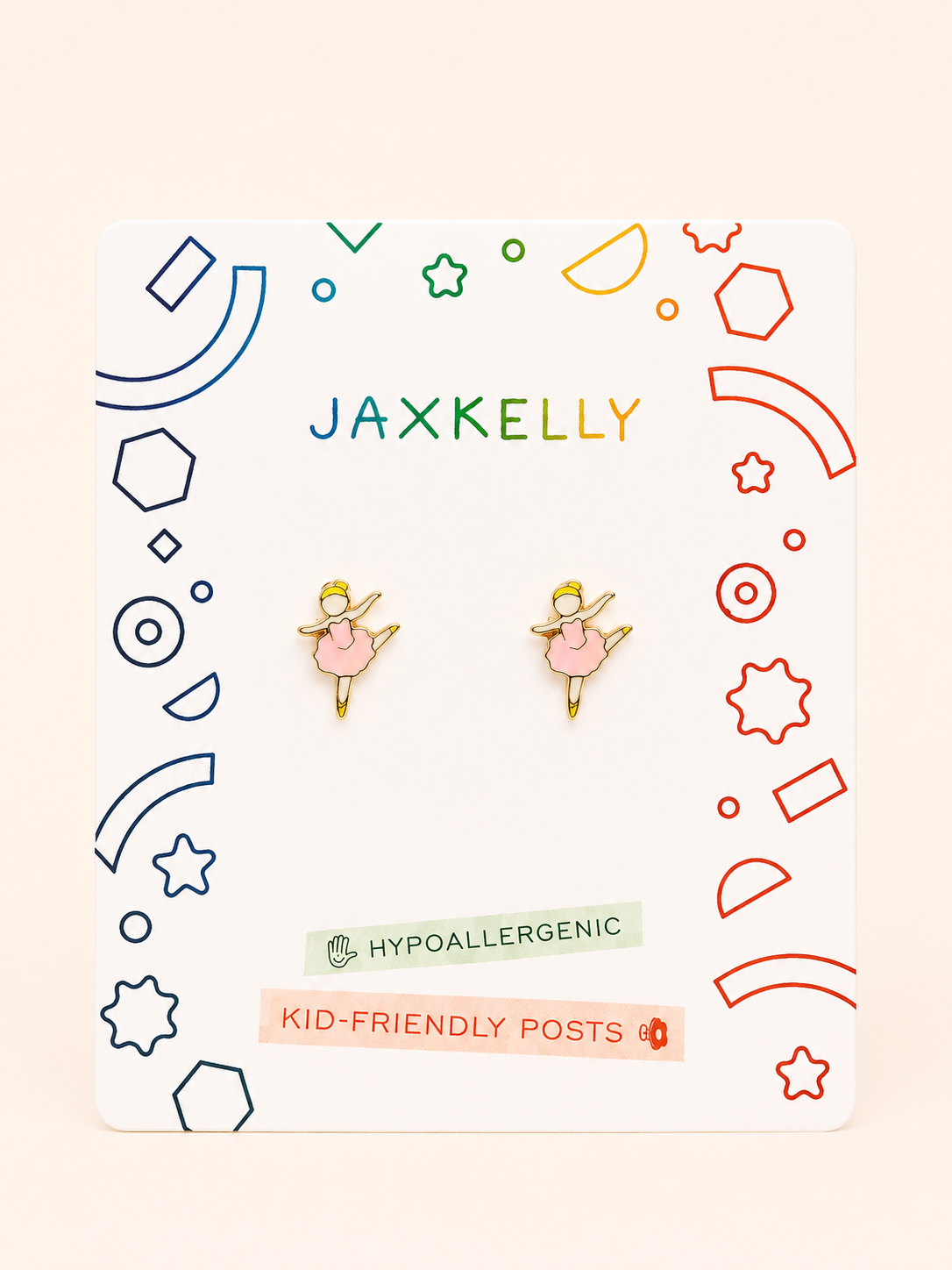 JaxKelly - Ballerina Enamel Flat Back Kids Earrings