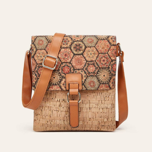 Golden Hour Boutique - Trendy Retro Print Cork Shoulder Bag