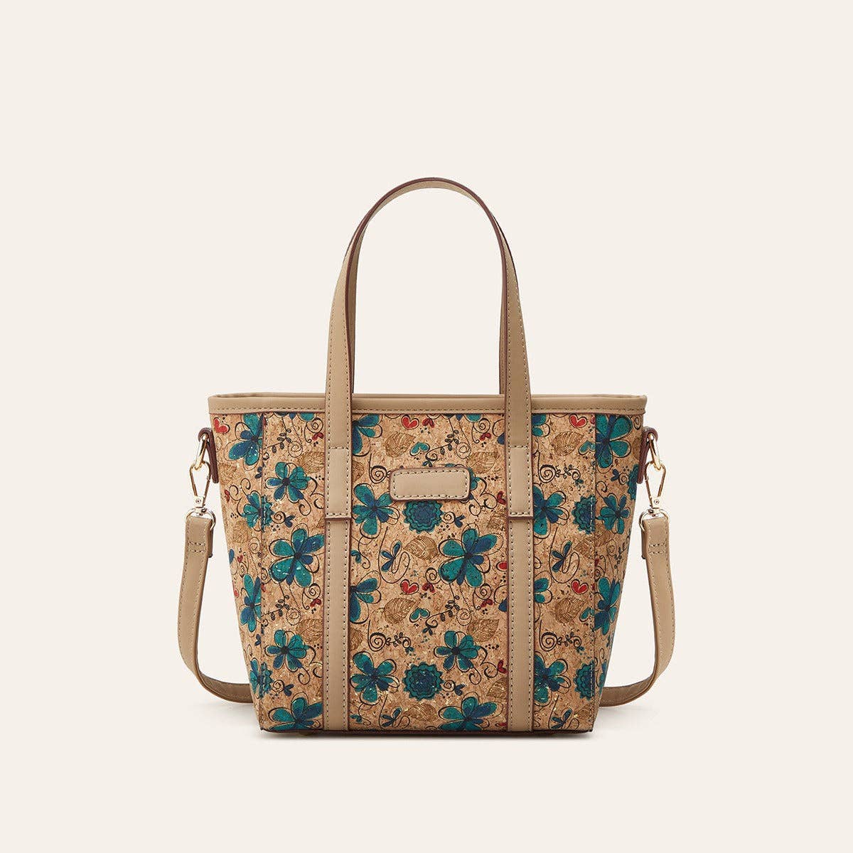 Golden Hour Boutique - Bohemian Print Cork Tote Bag Stylish Casual Shoulder Bag