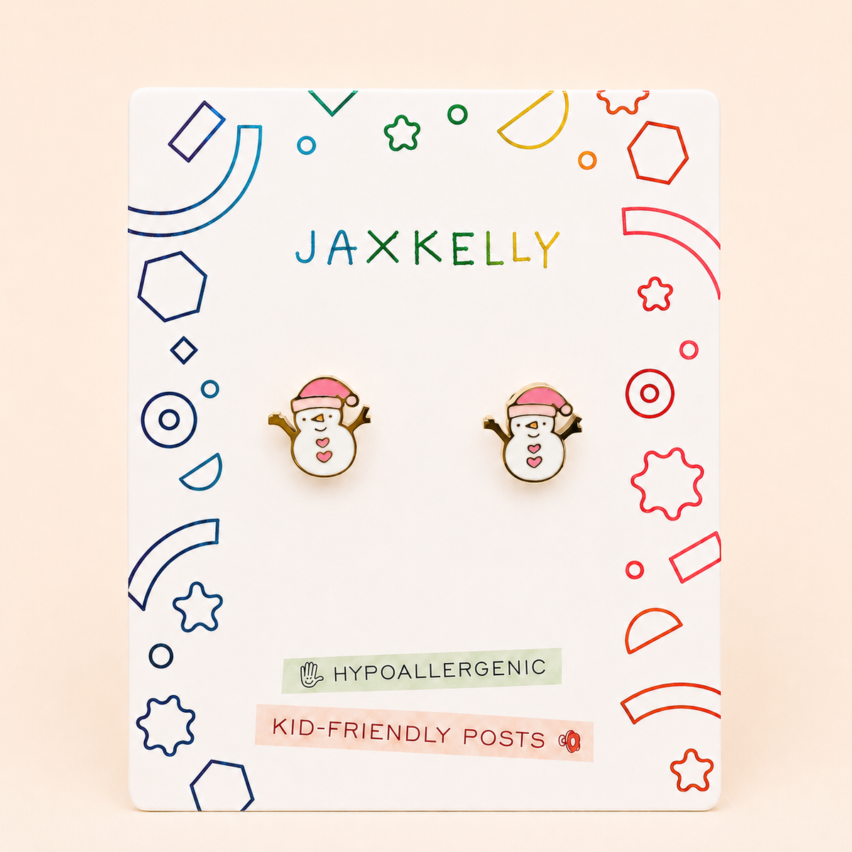 JaxKelly - Snowman Enamel Flat Back Kids Earrings