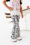 Retro Black and White Floral Flares