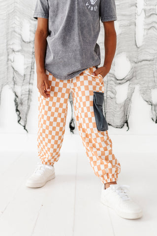 Taupe Check | CARGO JOGGERS