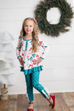 Teal Coquette Bow Dot Pant Set