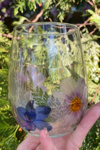 Stemless Wildflower Wine Glass