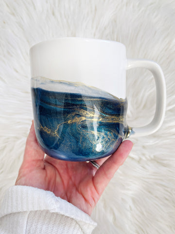 16 oz. Ceramic Coffee Mug (Deep Emerald/Gold)