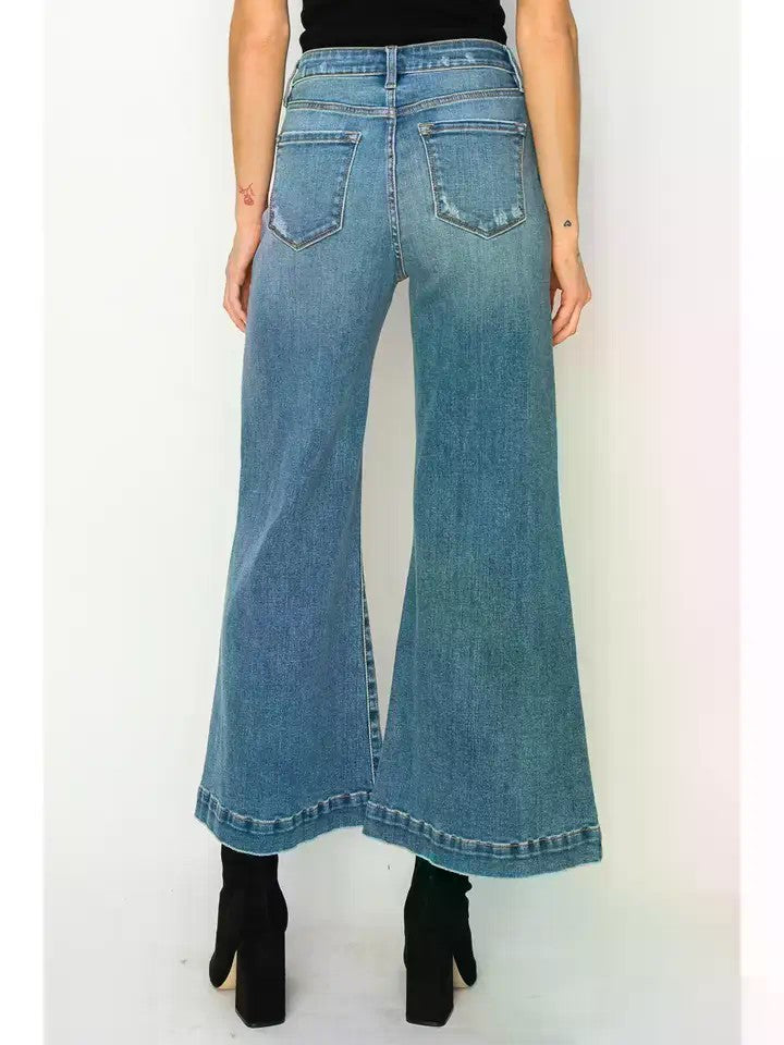 High Rise Crop Palazzo Jeans