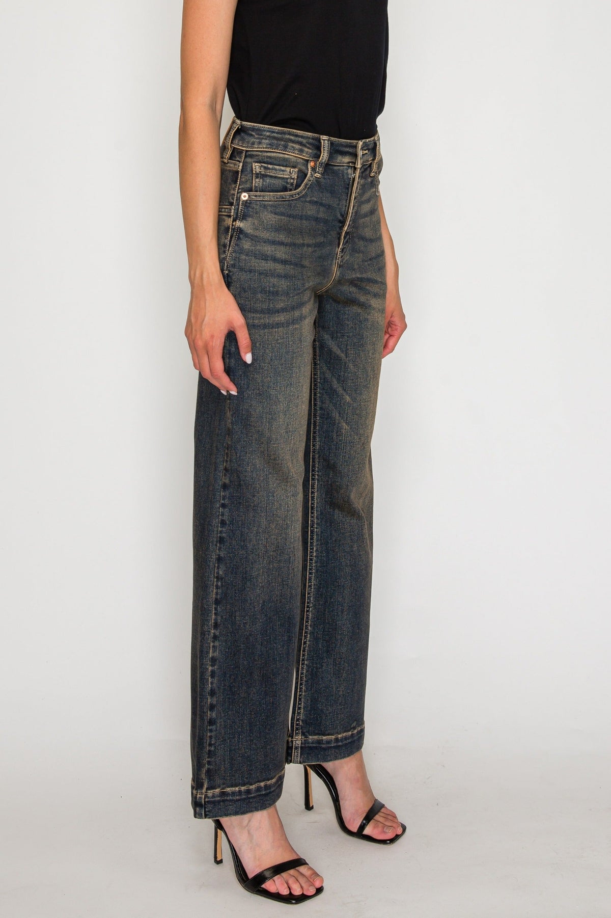 High Rise Relaxed Flare Leg Jeans