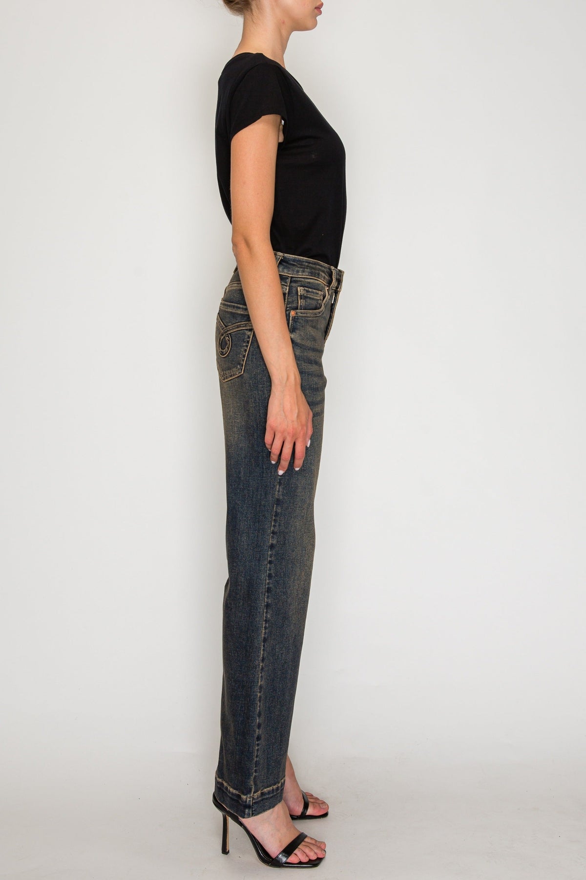 High Rise Relaxed Flare Leg Jeans