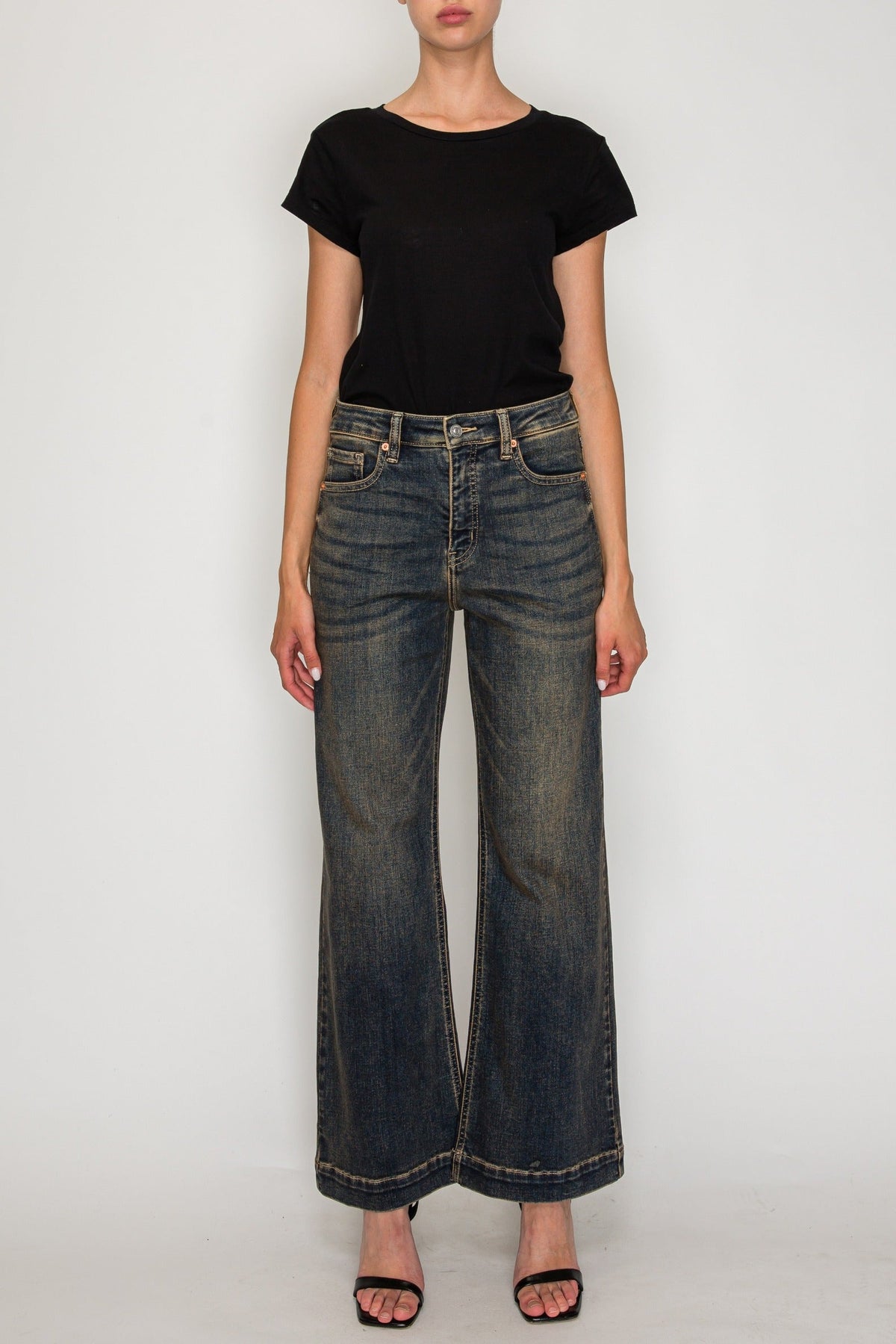 High Rise Relaxed Flare Leg Jeans