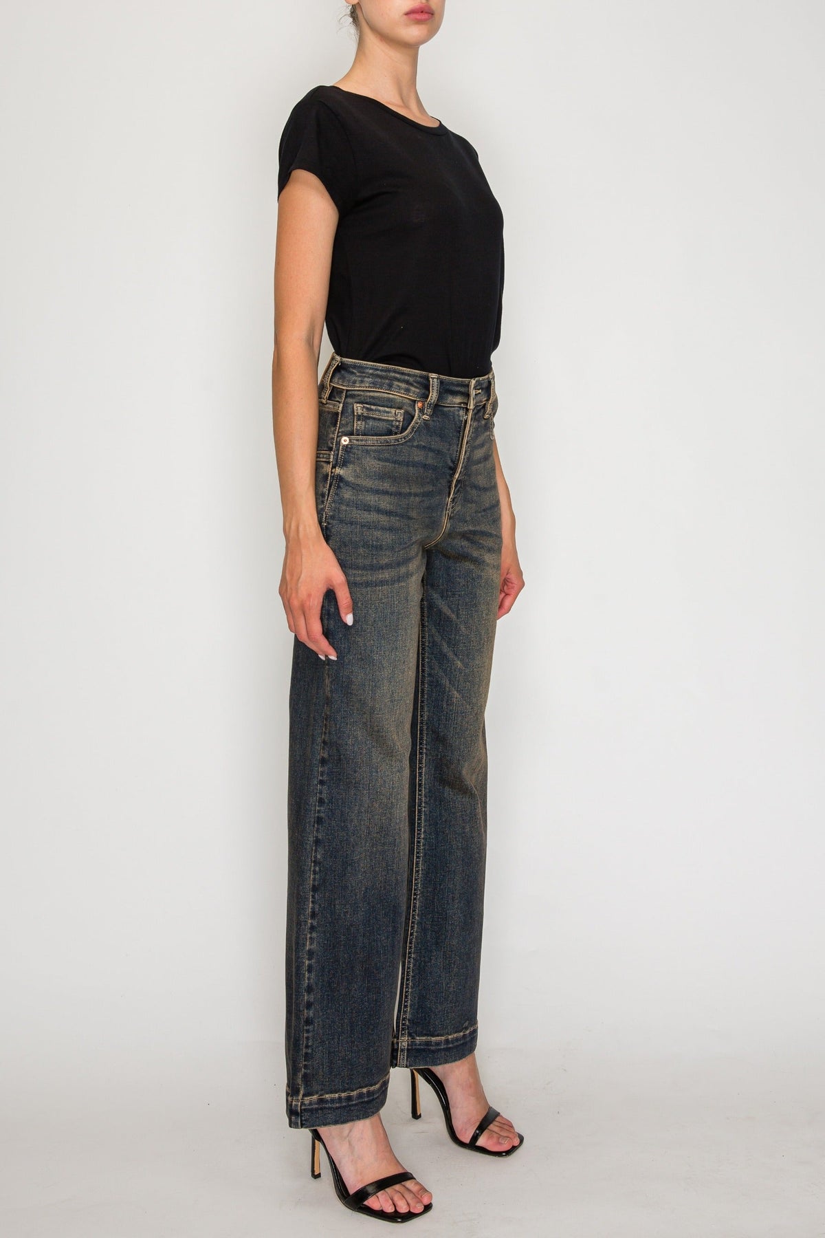 High Rise Relaxed Flare Leg Jeans