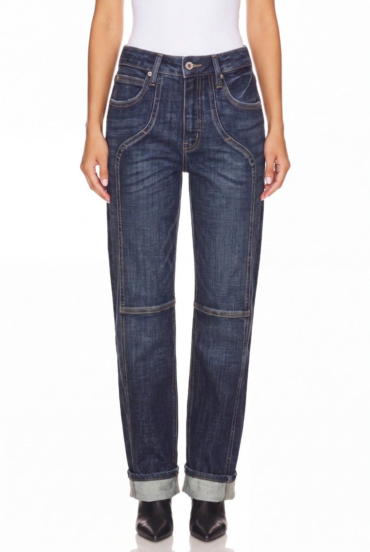 ROMY HIGH RISE WESTERN STRAIGHT JEANS