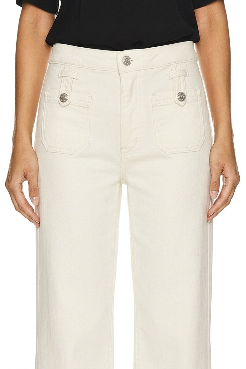 HIGH RISE TUMMY CONTROL  WHITE CROP PALAZZO JEANS