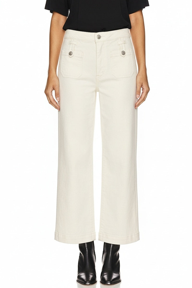 HIGH RISE TUMMY CONTROL  WHITE CROP PALAZZO JEANS
