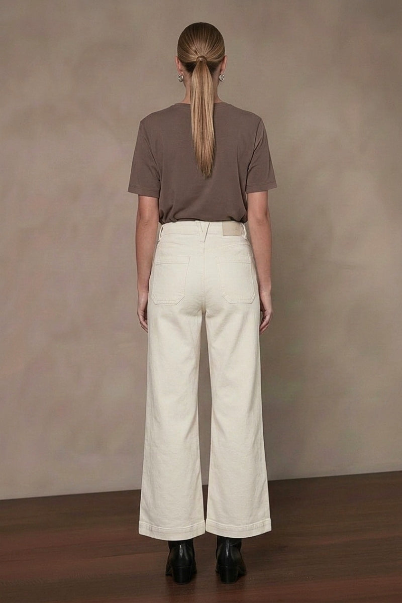 HIGH RISE TUMMY CONTROL  WHITE CROP PALAZZO JEANS