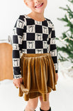 Checkered Bow | CROPPED Bow Back Long Sleeve Top
