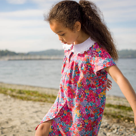 Girls Broderie Collar Fae Dress - Orchid