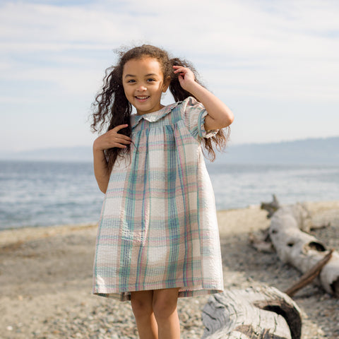 Selah Dress -Arctic-blue Seersucker