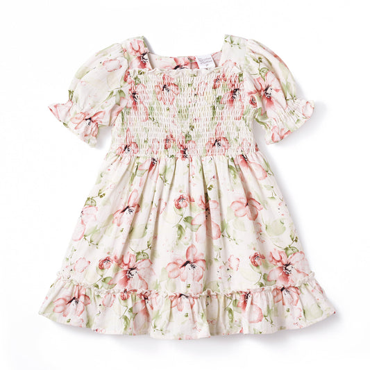 Blush Bouquet Smocked Puff Sleeve Dress