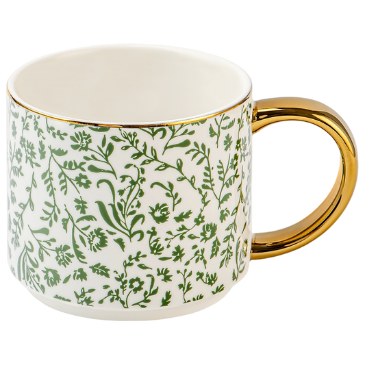 Green Ditsy Floral 14oz. Coffee Mug