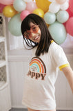 Think Happy Be Happy Retro Ringer T-Shirt for Baby and Little Kids