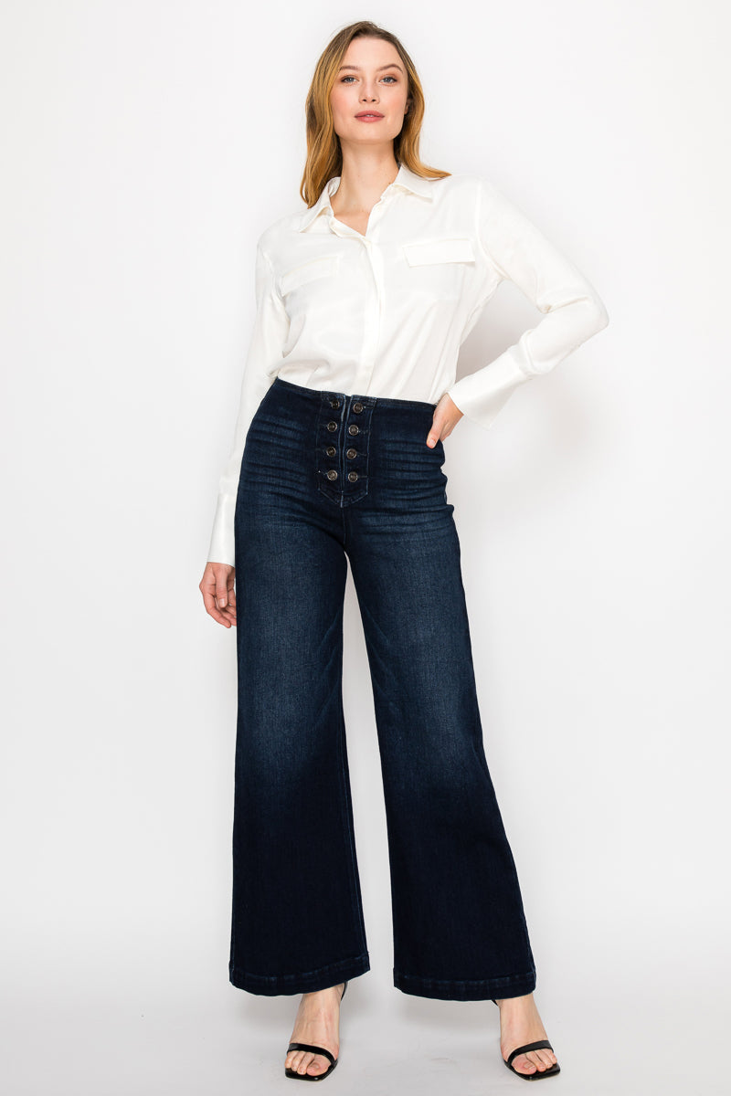 AT2084PZD ECO FRIENDLY ULTRA HIGH RISE SLIM PALAZZO SAILOR JEANS