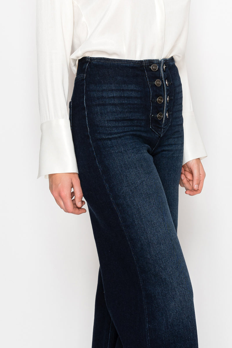 AT2084PZD ECO FRIENDLY ULTRA HIGH RISE SLIM PALAZZO SAILOR JEANS
