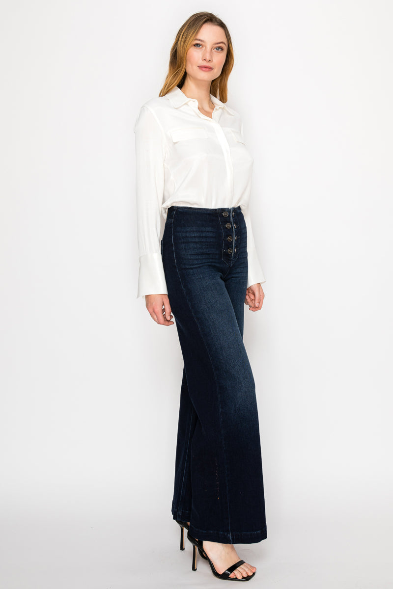 AT2084PZD ECO FRIENDLY ULTRA HIGH RISE SLIM PALAZZO SAILOR JEANS
