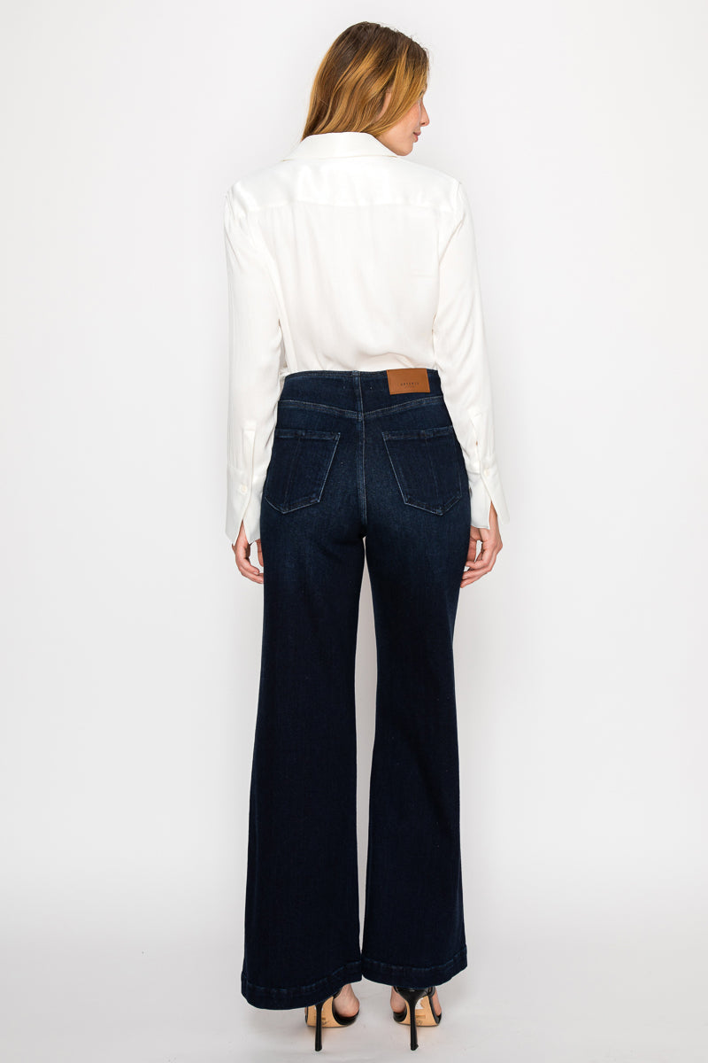 AT2084PZD ECO FRIENDLY ULTRA HIGH RISE SLIM PALAZZO SAILOR JEANS