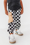Checkered Black+White Cargo Joggers