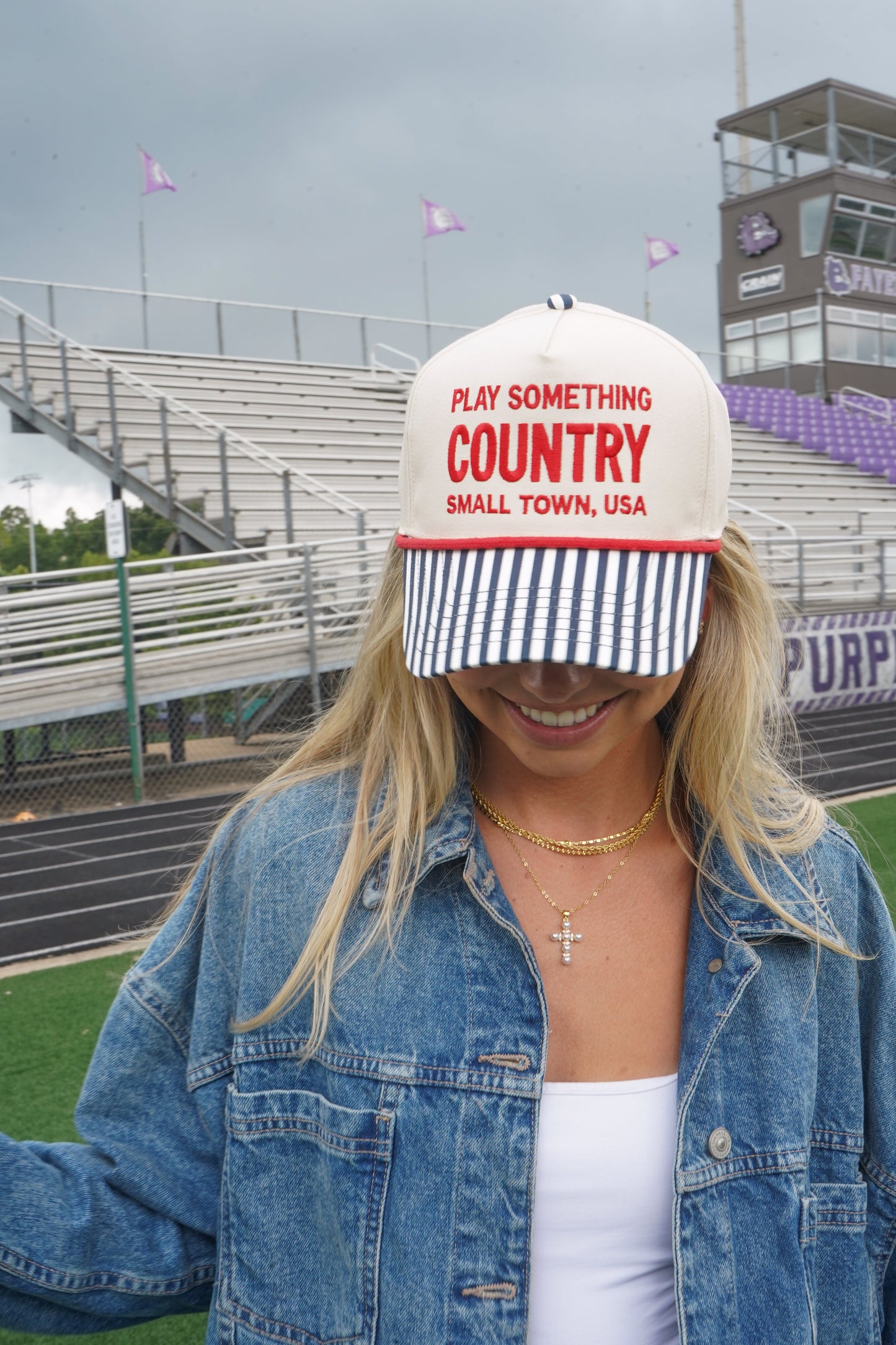 Play Something Country - Navy Pinstripe Trucker Hat