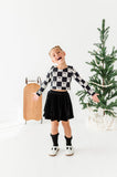 Checkered Bow | CROPPED Bow Back Long Sleeve Top