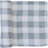 Coastal Plaid Muslin Swaddle Blanket