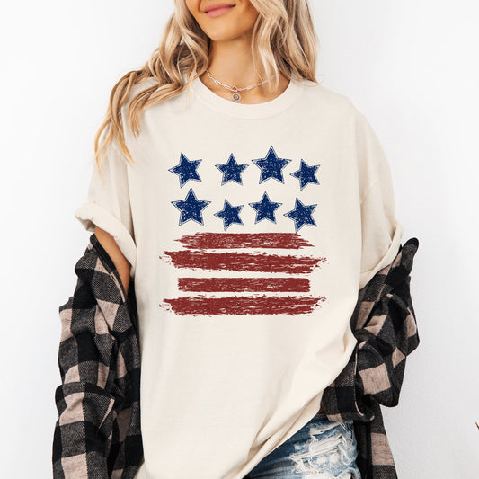 Retro Stars and Stripes, Patriotic, America, 4th of July Tshirt Comfort Colors T-Shirt