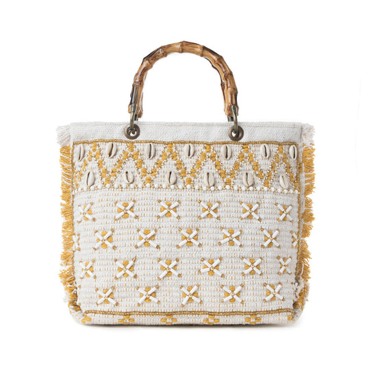 Sunset Creek Embroidered Small Bag in Coastal White
